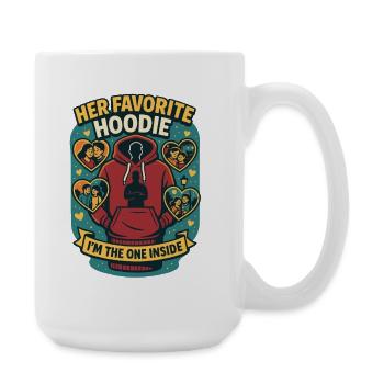Her Favorite Hoodie, Valentine's Day Gift - Large Mug 440 ml - white - Right