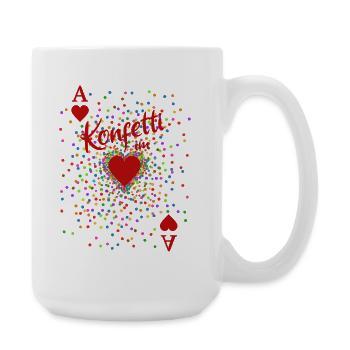 Herz As Konfetti Kostüm | Karneval Verkleidung - Große Tasse 440 ml - Weiß - Rechts