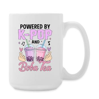 Powered By K Pop And Boba Tea - Large Mug 440 ml - white - Right