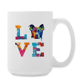 Pitbull Dog Love Colorful Pop Art Portrait - Large Mug 440 ml - white - Right