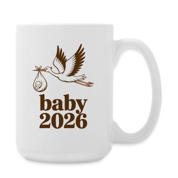 Baby 2026 Storch Geburt Verkündung - Große Tasse 440 ml - Weiß - Rechts