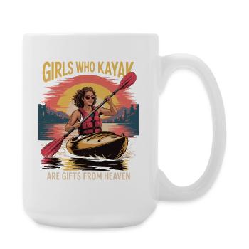 Girls Who Kayak Heaven Gift Design - Große Tasse 440 ml - Weiß - Rechts