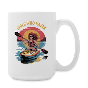 Girls Who Kayak Heaven Gift Design - Large Mug 440 ml - white - Right