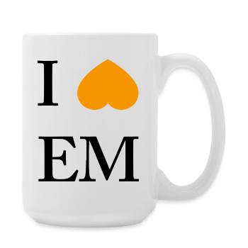 Orangener Herzakzent im Minimal-Style - Große Tasse 440 ml - Weiß - Rechts