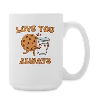 Love You Always – Süßes Keks & Milch Design - Große Tasse 440 ml - Weiß - Rechts