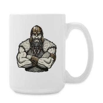 Wikinger Viking Legende Seemann Odin Rabe Kämpfer - Große Tasse 440 ml - Weiß - Rechts