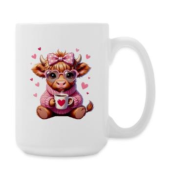 Süßes Liebes Kaffee Kälbchen Mit Herz - Große Tasse 440 ml - Weiß - Rechts