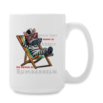 Zebra im Strandstuhl. Arbeit ist das nicht! - Große Tasse 440 ml - Weiß - Rechts