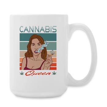 Tenue de Reine du Cannabis - Cadeau drôle de chanvre - Grande tasse 440 ml - blanc - Droite