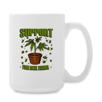 Support Your Local Farmer - Hemp Plant Outfit - Large Mug 440 ml - white - Right