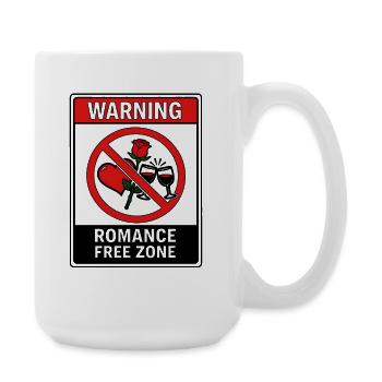 Warning Romance Free Zone - Große Tasse 440 ml - Weiß - Rechts