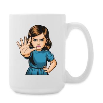Arrête Geste, Dessin animé de la Fille - Grande tasse 440 ml - blanc - Droite