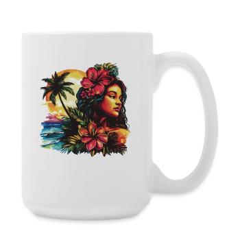 Tropics Woman Hibiscus Beach - Large Mug 440 ml - white - Right