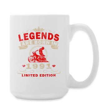 35th Birthday Gift Motorcyclist 1991 - Large Mug 440 ml - white - Right