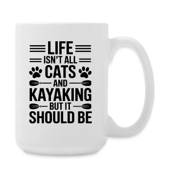 Kayaking Sprüche Katzen Lustiges Kayak Geschenk - Große Tasse 440 ml - Weiß - Rechts