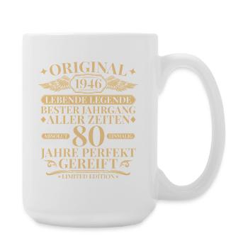 Né en 1946, légende pour son 80e anniversaire - Grande tasse 440 ml - blanc - Droite
