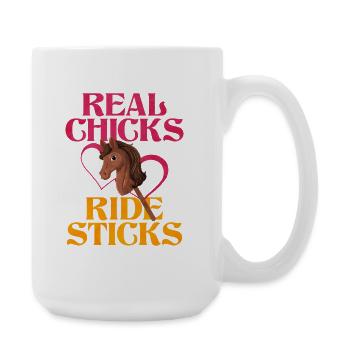Real Chicks Ride Sticks Hobby Horsing - Large Mug 440 ml - white - Right