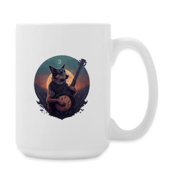 Banjo Playing Dog  - Large Mug 440 ml - white - Right