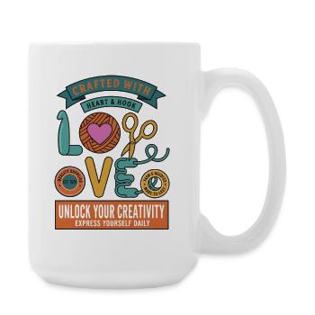 Crocheting Crafted With Heart And Hook Love - Large Mug 440 ml - white - Right