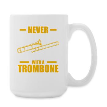 Old man with a trombone trombone player trombonist - Large Mug 440 ml - white - Right