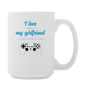 Gaming Love: Girlfriend Lets Me Play - Large Mug 440 ml - white - Right