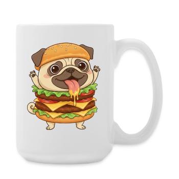 Mignon chien carlin Fast-food Cheeseburger - Grande tasse 440 ml - blanc - Droite