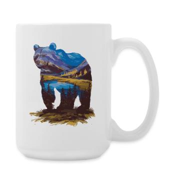 Wander Bär Berge See Retro Natur Design - Große Tasse 440 ml - Weiß - Rechts