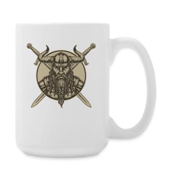 Wikinger Viking Legende Seemann Odin Rabe Kämpfer - Große Tasse 440 ml - Weiß - Rechts