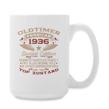 90. Geburtstag Oldtimer Februar Jahrgang 1936 - Große Tasse 440 ml - Weiß - Rechts