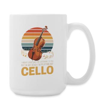 Playing My Cello - Large Mug 440 ml - white - Right
