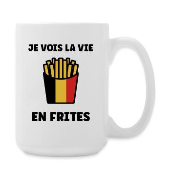 Belgische Pommes Flagge-Grafik - Große Tasse 440 ml - Weiß - Rechts