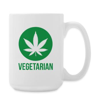 Vegetarian Cannabis – Witziges Kiffer Design - Große Tasse 440 ml - Weiß - Rechts