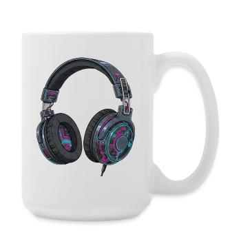 Retro Kopfhörer Techno DJ 90er Musik Style - Große Tasse 440 ml - Weiß - Rechts