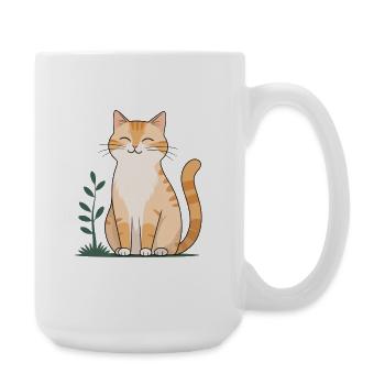 Cheerful Orange Cat in Green - Large Mug 440 ml - white - Right