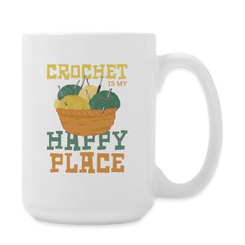 Häkeln ist mein Happy Place - Große Tasse 440 ml - Weiß - Rechts