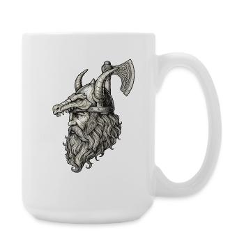 Wikinger Viking Legende Seemann Odin Rabe Kämpfer - Große Tasse 440 ml - Weiß - Rechts