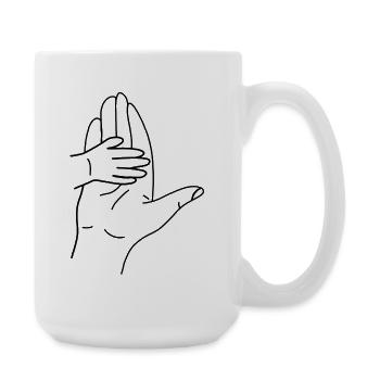 Hugging Hand Silhouette Line Art - Large Mug 440 ml - white - Right