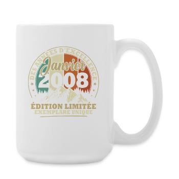 Vintage Janvier 2008 Vintage Cadeau d'anniversaire - Grande tasse 440 ml - blanc - Droite