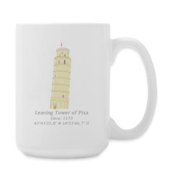 Schiefer Turm von Pisa, Italien, Koordinaten - Große Tasse 440 ml - Weiß - Rechts