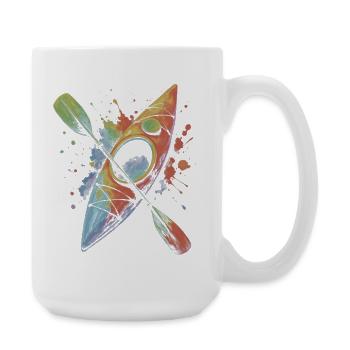 Buntes Kajakfahren – Wassersport Spritzkunst - Große Tasse 440 ml - Weiß - Rechts