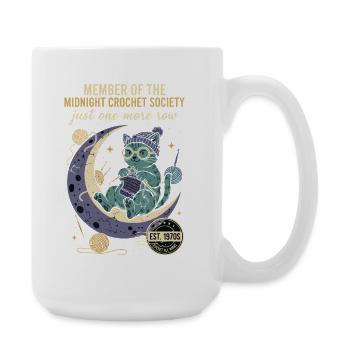 Midnight Crochet Society Nur noch eine Reihe Häkel - Große Tasse 440 ml - Weiß - Rechts