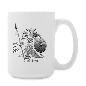 Wikinger Viking Legende Seemann Odin Rabe Kämpfer - Große Tasse 440 ml - Weiß - Rechts
