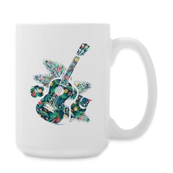 Hawaiian Ukulele Uke Tropical - Große Tasse 440 ml - Weiß - Rechts