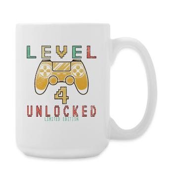 4th Birthday Level Unlocked - Large Mug 440 ml - white - Right