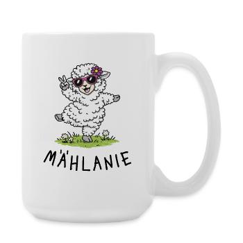 Mählanie – Süßes tanzendes Schaf mit Wortspiel - Große Tasse 440 ml - Weiß - Rechts