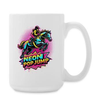 Neon Pop Jump – Reiten Springpferd - Große Tasse 440 ml - Weiß - Rechts