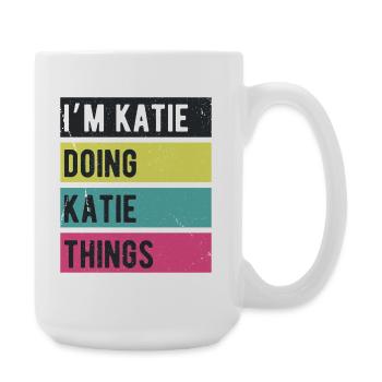 I’m Katie Doing Katie Things Retro Colors - Large Mug 440 ml - white - Right