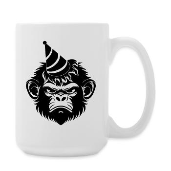 Launischer Affe mit Party-Hut - Große Tasse 440 ml - Weiß - Rechts