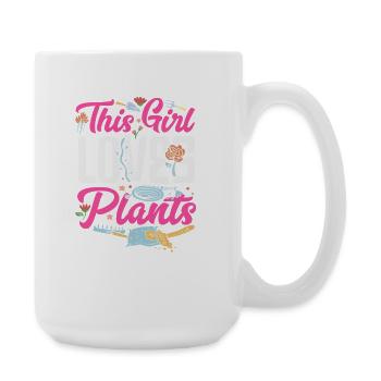 Cette fille adore les plantes amoureuse des plantes - Grande tasse 440 ml - blanc - Droite