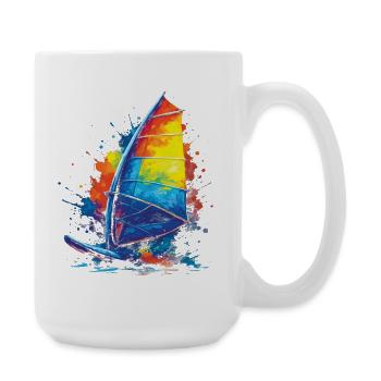 Windsurfing - Water Sports Illustration - Large Mug 440 ml - white - Right